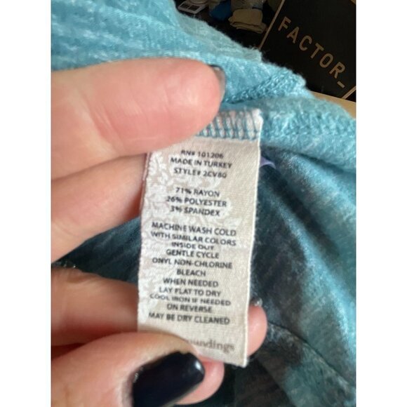 Soft Surroundings Eleve Tunic Top Pullover Long Sleeve Heathered Green Sz XS - Picture 10 of 11